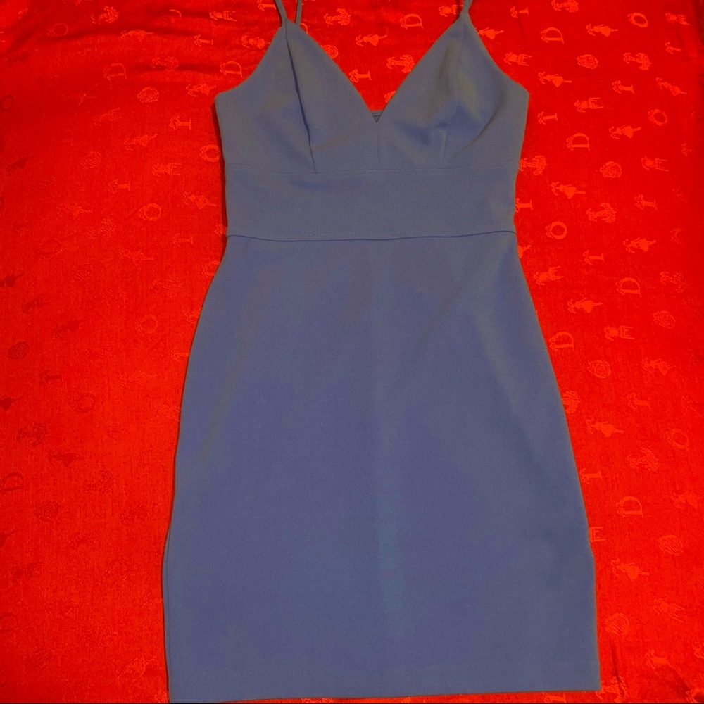Express spaghetti strap fitted dress blue size small